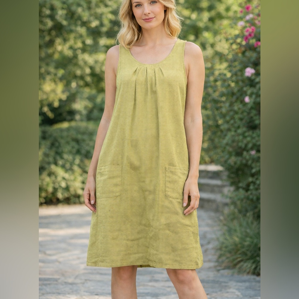 Cut Loose Butter Yellow Polka Dot Sleeveless Lagenlook Mini Tunic Dress